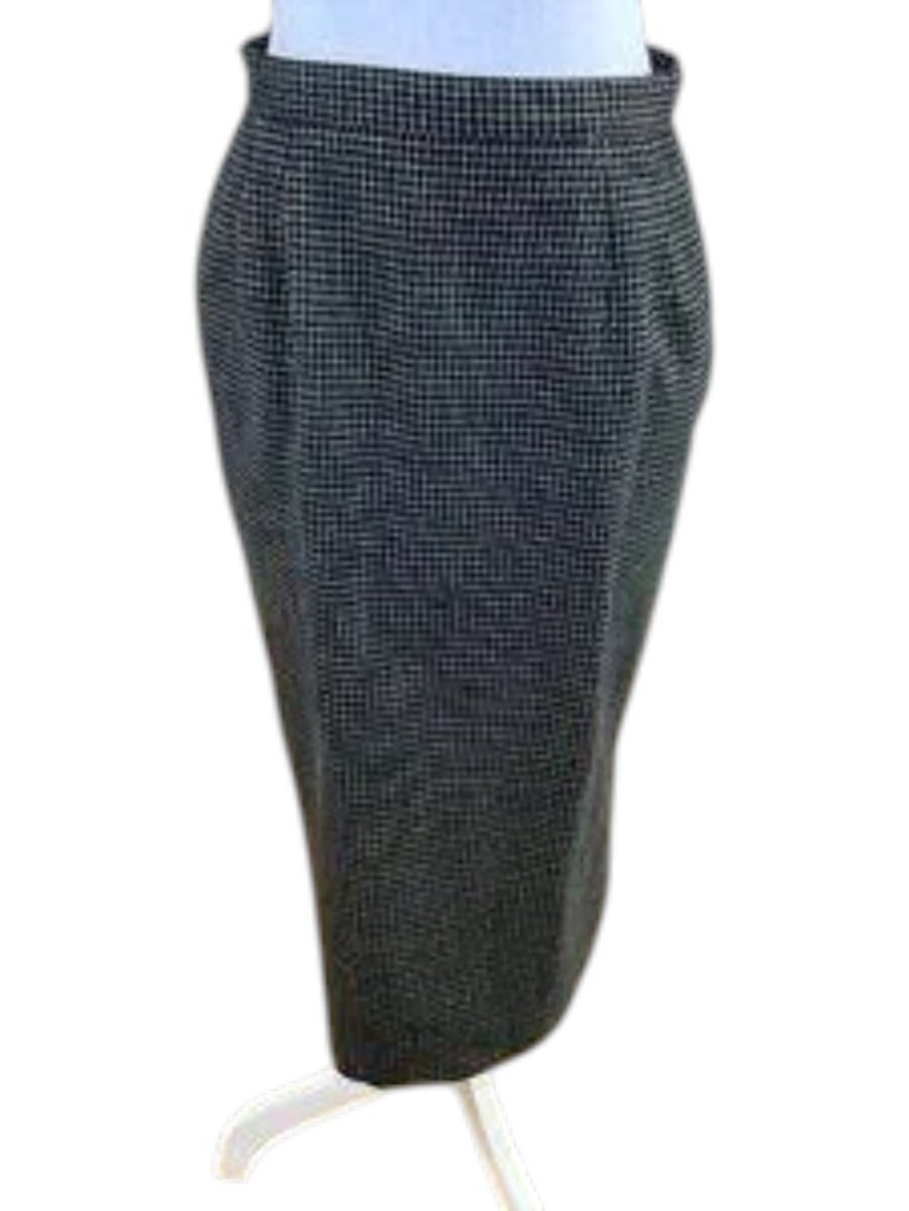 Talbots Skirt Wool Midi Plaid Check Black Gold Petites (12P)